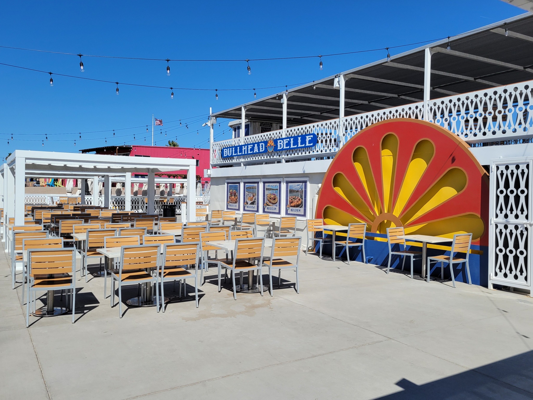 Outdoor patio of the Bullhead Belle