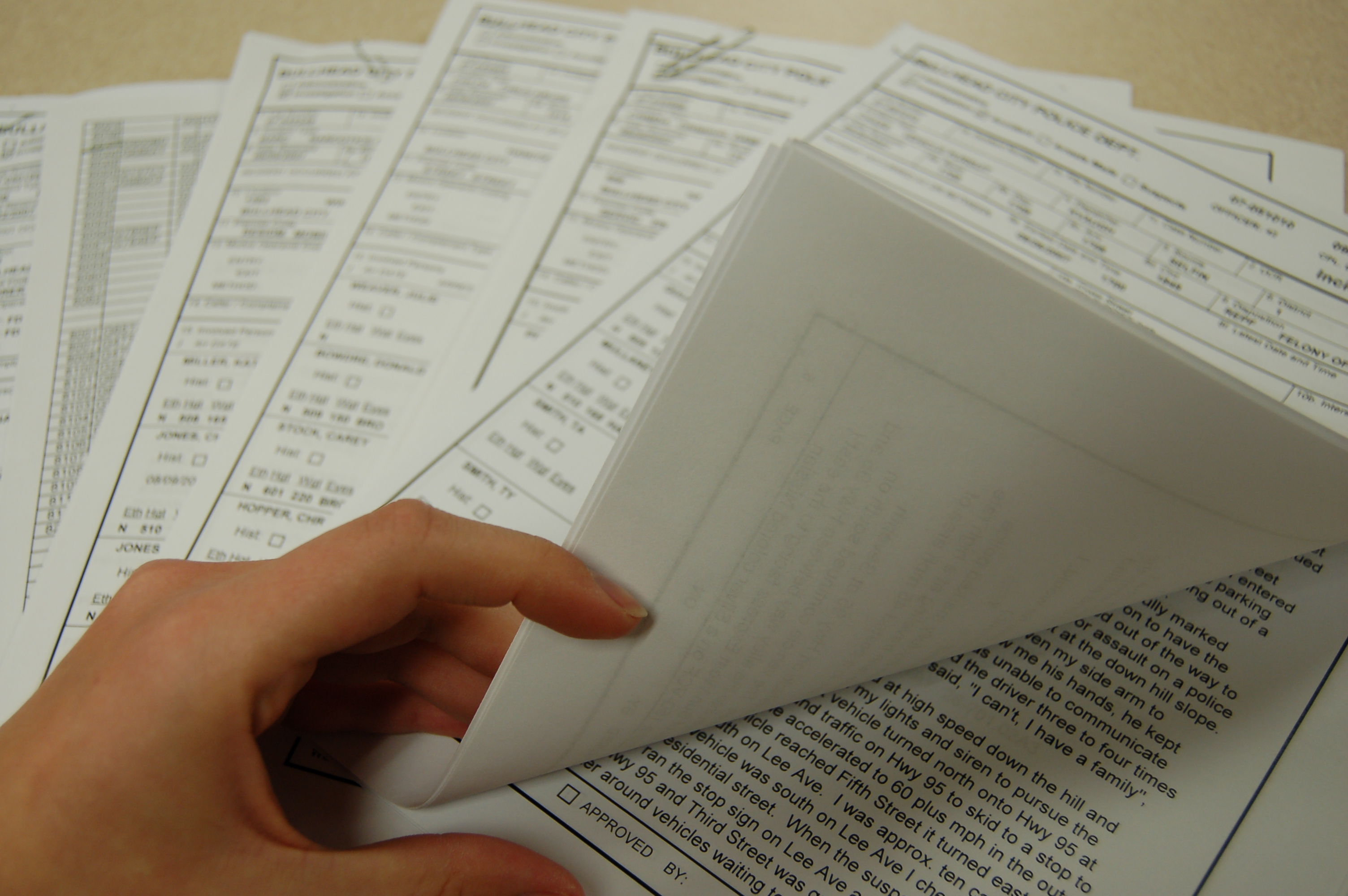police report papers
