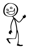 Stick figure waving as hes walking