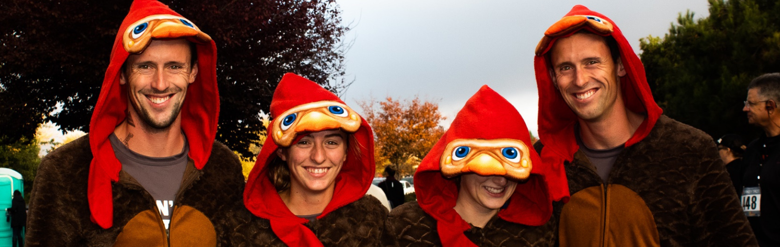 "people dressed as turkeys"