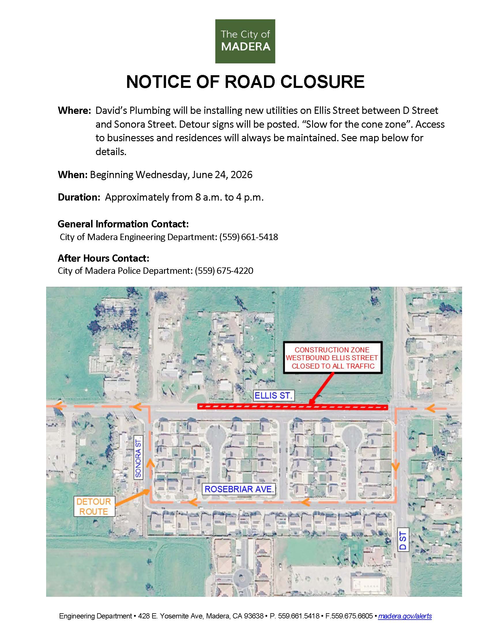 Road Closure Ellis Street 06.24.2026